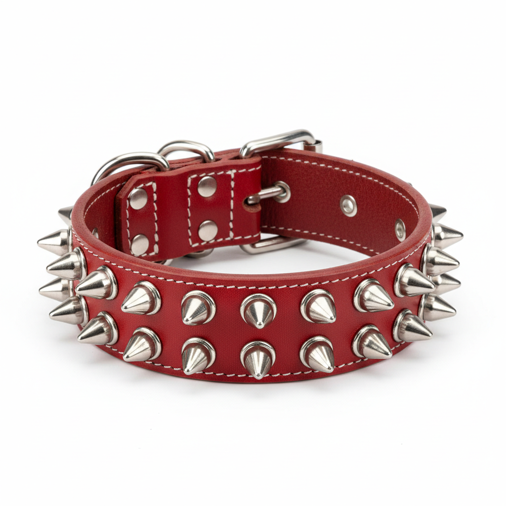 Red Spike Dog Collar for Bully Breeds