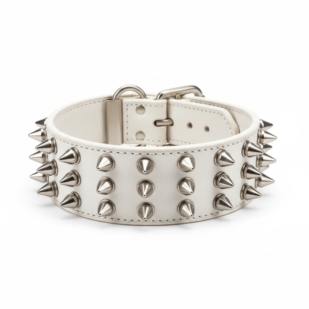 White Spike Dog Collar for Bully Breeds